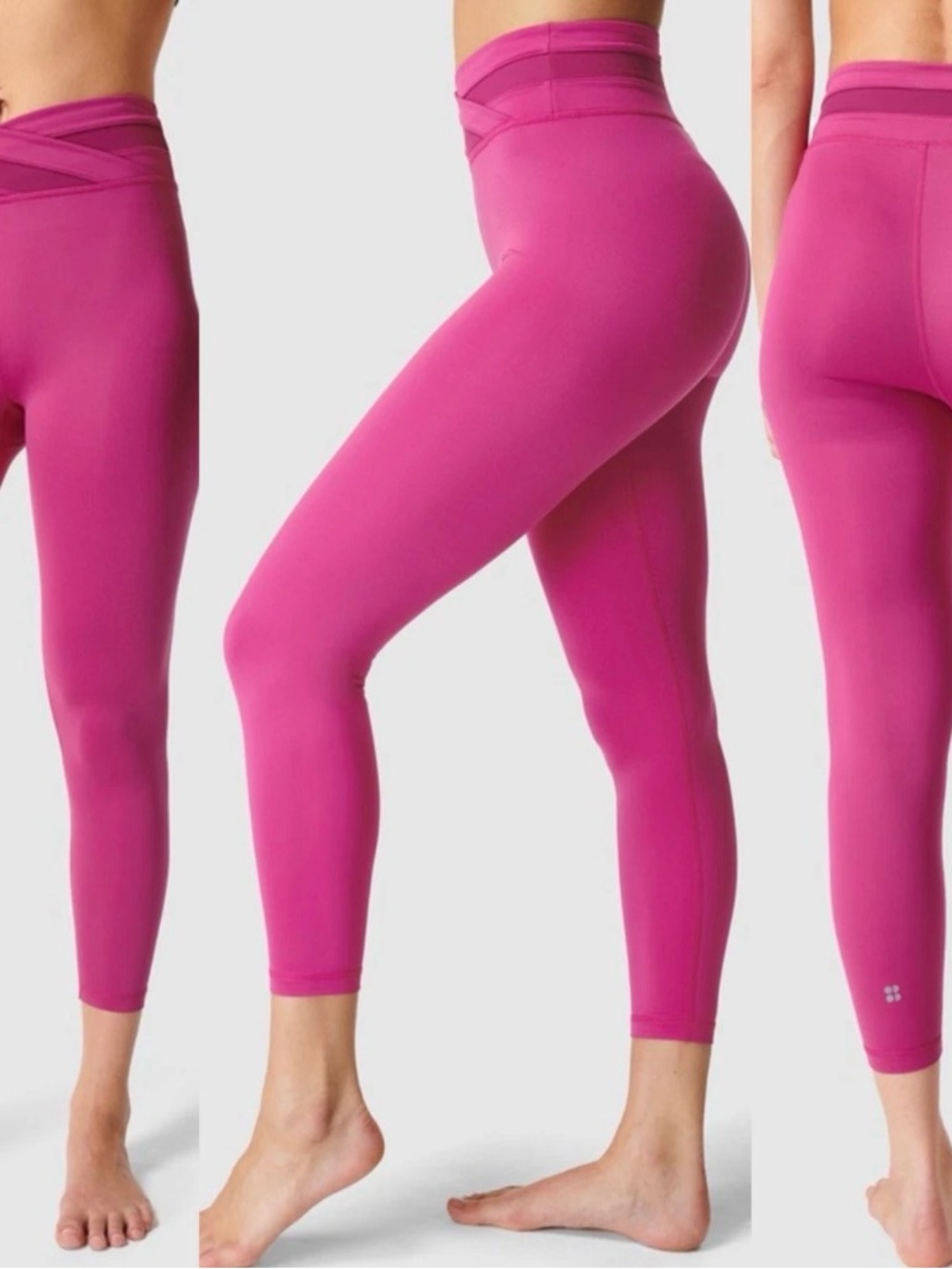 SWEATY BETTY All Day Crossover Waist 7/8 Legging Size Small Phlox Pink #6326 NEW